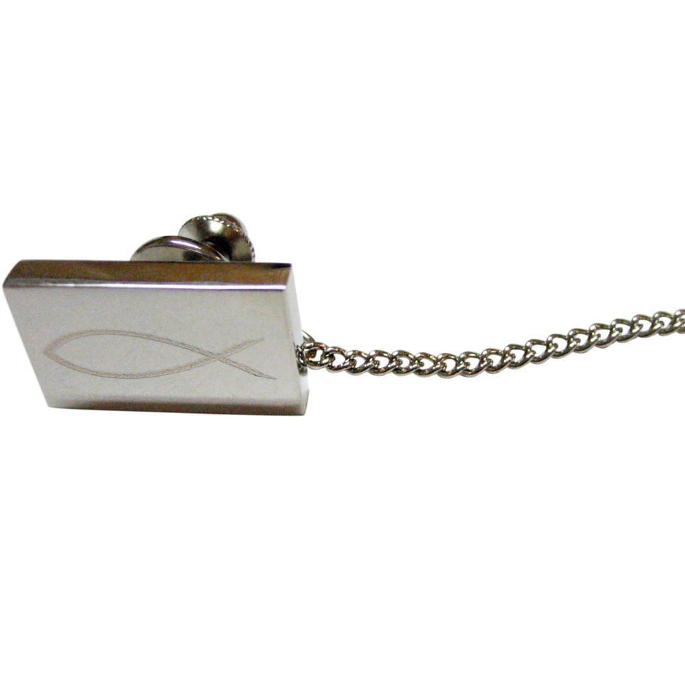 Rectangular Religious Ichthys Fish Tie Tack - image 1